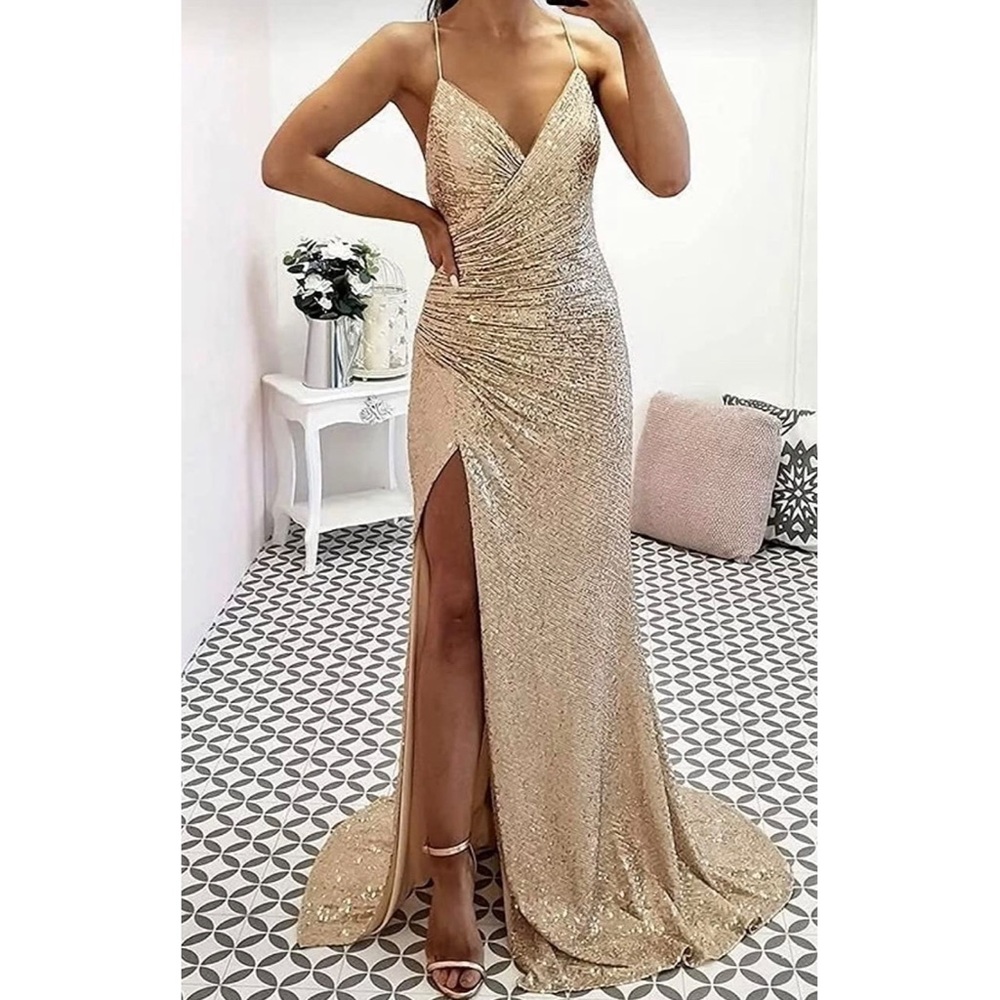 Elegant Gold Maxi Dress